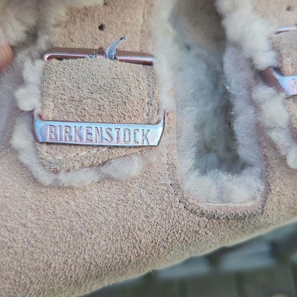 Birkenstock Arizona Shearling Sandals Suede Taupe 41 - Picture 6 of 7